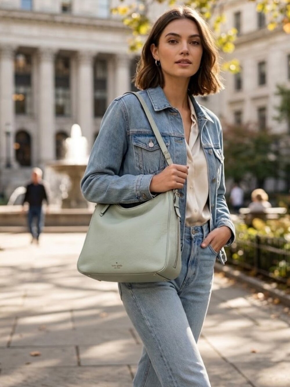 Kate Spade Cobble Hill Ella Mint Green Leather Crossbody/Shoulder Hobo Bag